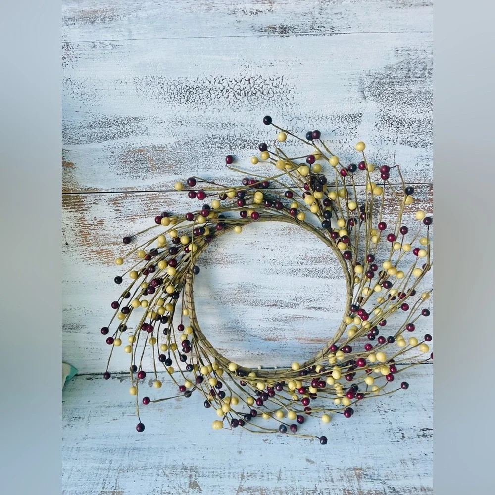 *Waterproof Burgundy & Gold Berry Wreath